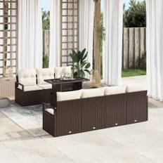 vidaXL Havesofa Sæt 8 pcs Brun og cremefarvet 100 x 55 x 73 cm
