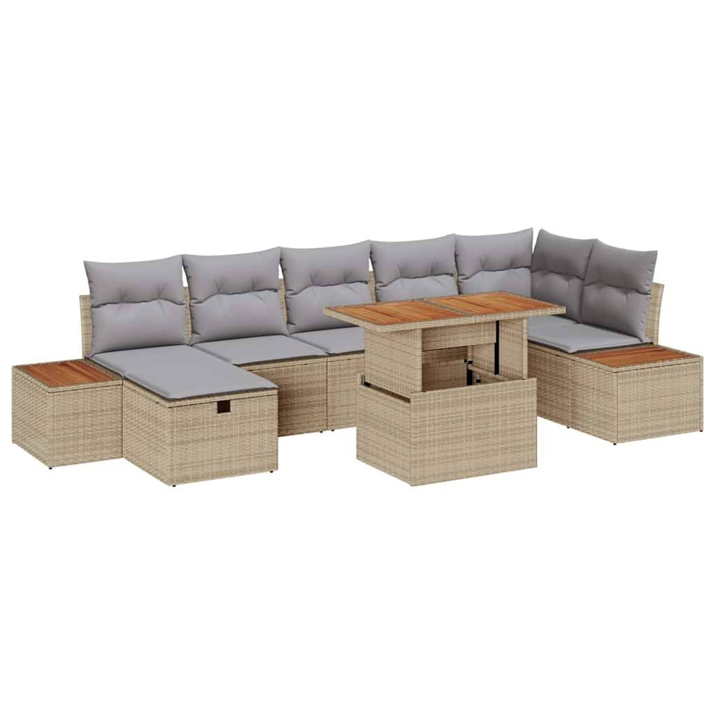 vidaXL Havesofa Sæt 8 stk. Beige polyrattan