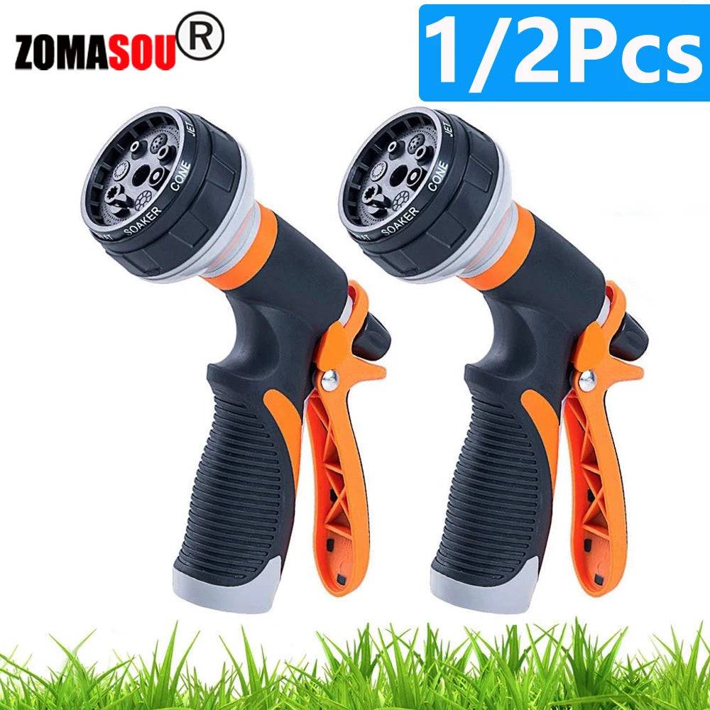 1/2Pcs Garden Hose Water Spray Gun 8 Modes Car Wash High Pressure Sprayer - 2Pcs