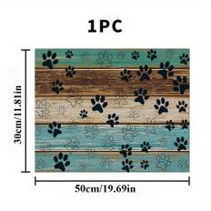TEMU Wood Grain & Paw Print Rubber Dog Feeding Mat – Quick-dry Absorbent, Easy-to-clean Waterproof Mat For Dogs And Cats, Stain-resistant, Home Use, Ideal New Year Gift For Pets