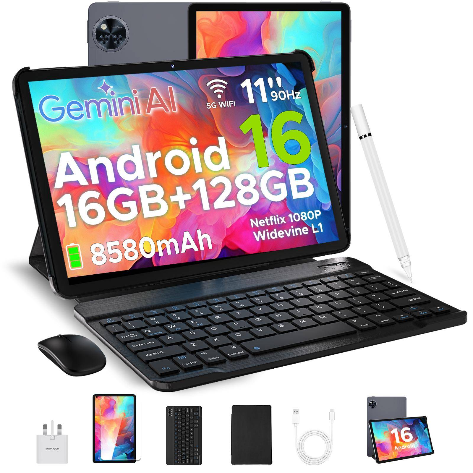 DOOGEE U11 11 inch Android 16 Tablet 16GB RAM+128GB, Tablets with pen grå färg