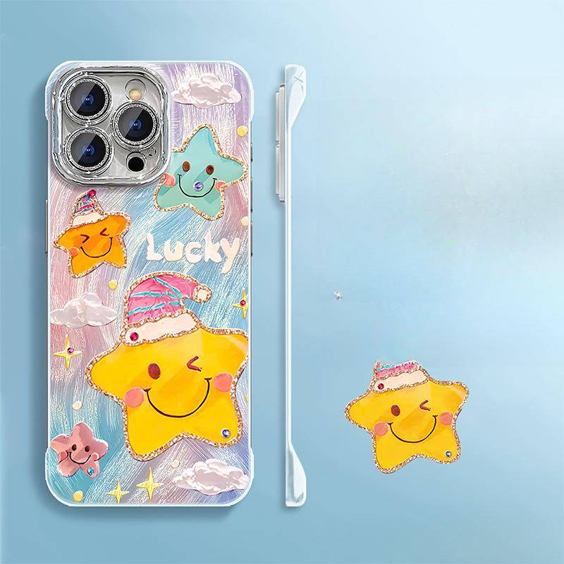 Oil Painting Star Stand Suitable for Apple 13promax Mobile Phone Case Oppo Feather Yarn Without Border 16 High-end Sense Huawei Redmi K40/K40 Pro