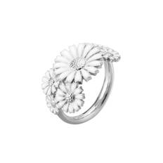 Georg Jensen Daisy ring i s�lv og hvid emalje