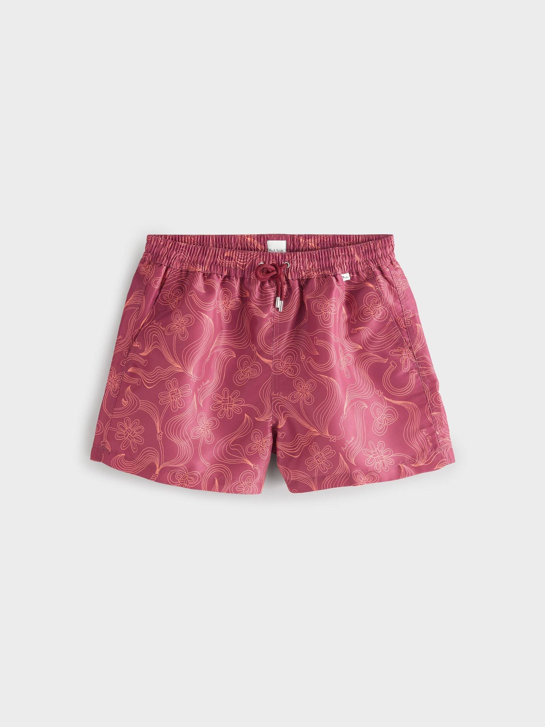 PS Paul Smith PS Paul Smith Red Regular-Fit Logo Printed Swim Shorts