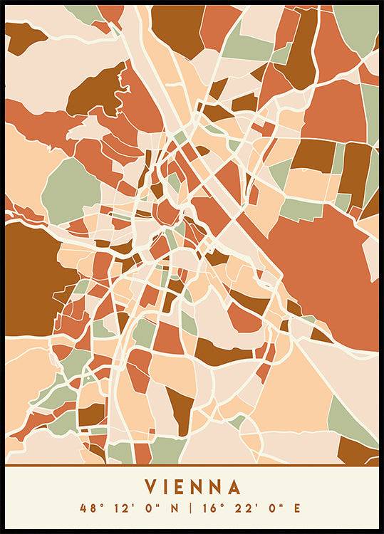 Black Maps Earth Tones 92 Plakat (50x70cm) - Plakater > Kunstplakater, Abstrakte Plakater, Arkitekturplakater, Maps