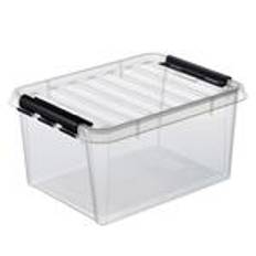 PLASTKASSE MED LÅG KLAR 32L 50X39X26CM