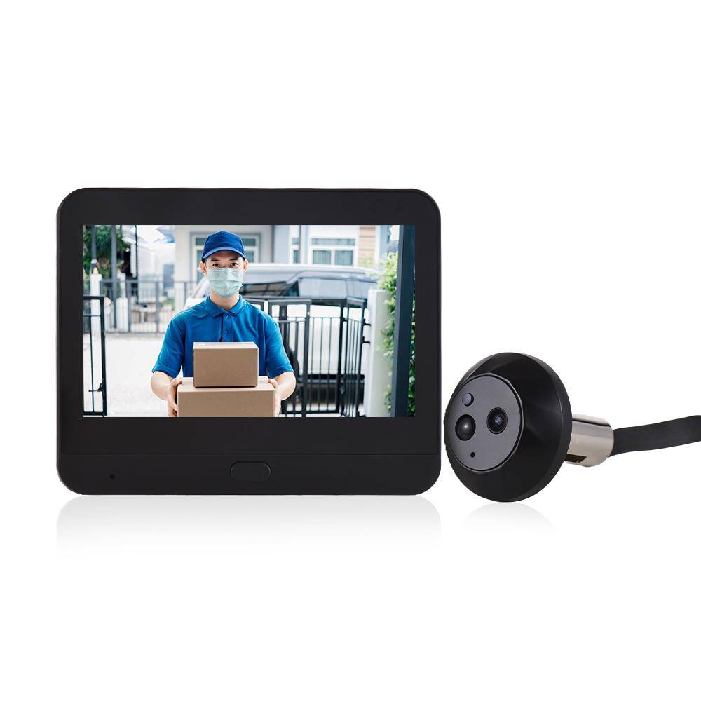 WiFi Video Doorbell for Apartment Peephole Camera 4.3-inch Color Display Screen Smart TY APP 1080P svart