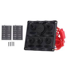 Rocker Switch Panel 2 USB Port 5 Gang Rocker Switch Panel Marine Switch Panel with Waterproof