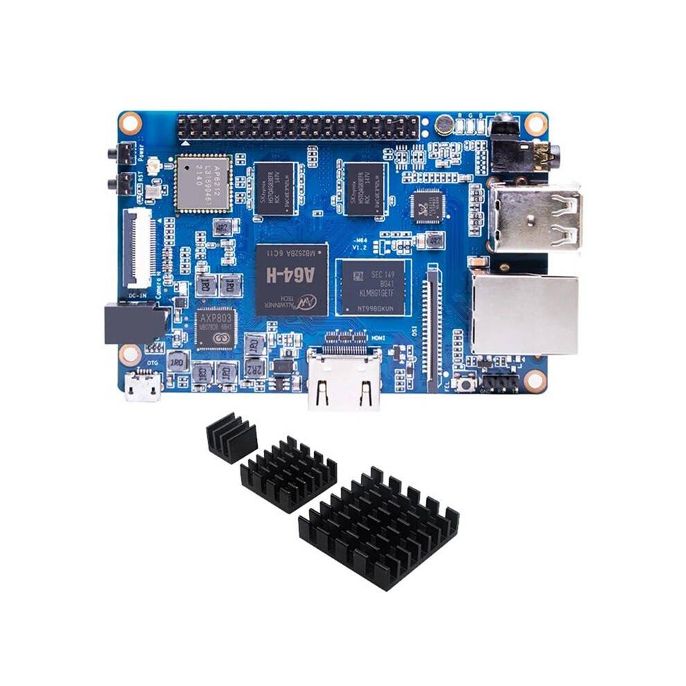For Banana Pi BPI-M64 Development Board&Heat Sink A64 2GB DDR3 8G EMMC 1000Mbps WiFi&BT Support for Linux Raspberry Pi