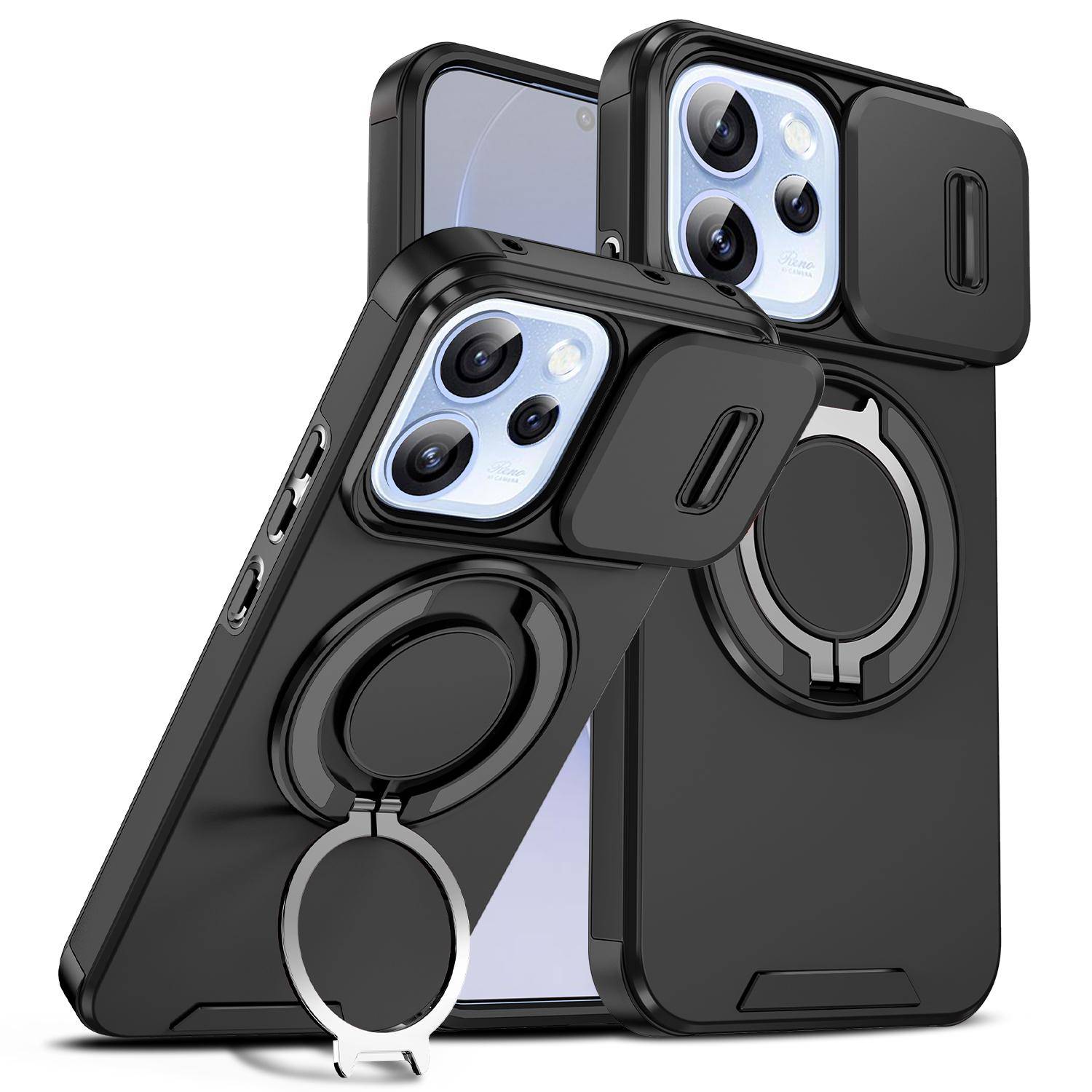 För Oppo Reno15 F Fodral OPPO Reno15 FS Skydd Reno 15F FS Magnetisk Ring Pansar Skydd för Kameraobjektiv med Skjutmekanism Magsafe Trådlös Laddning Sk