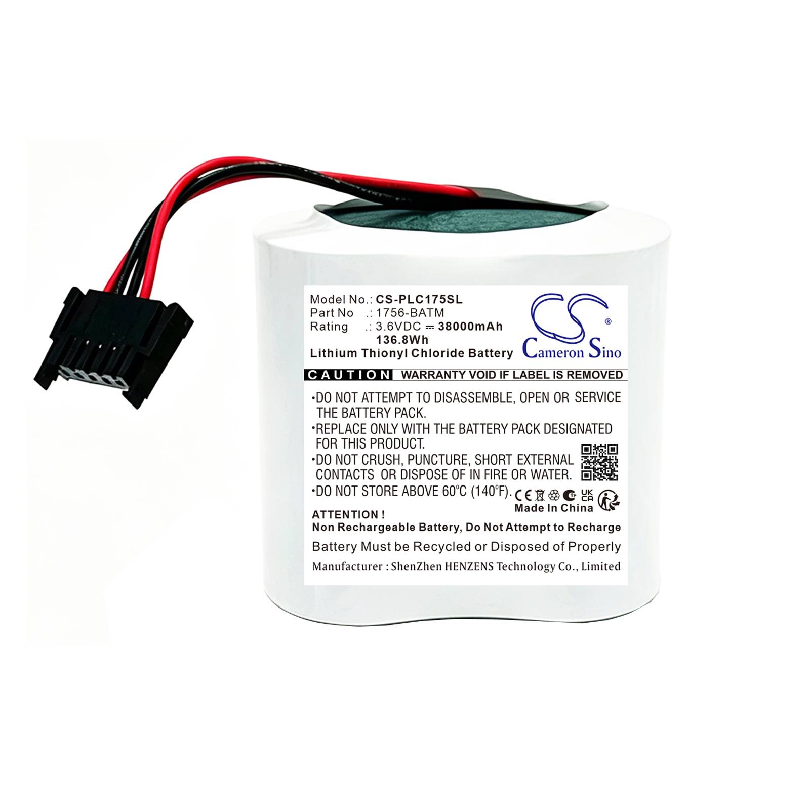 Batteri for Allen Bradley 1756-L6x, 1756-L6x (Series A), 1756- 1756-BATM 3.6 V 38000 mAh Li-SOCl2