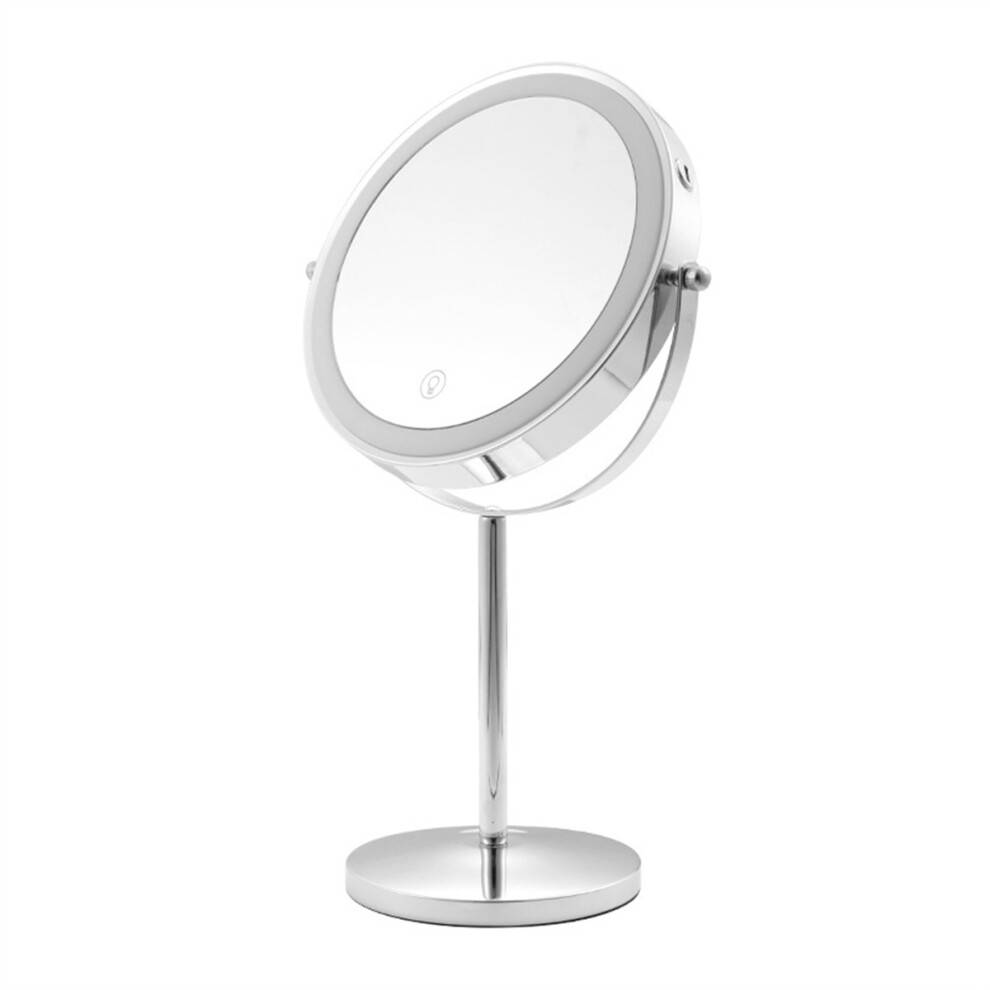Oplyst sminkespejl med forstørrelse, 8 tommer genopladeligt, ledningsfrit design, dobbeltsidet, 10x forstørrelsesspejl med lys, 3 farver