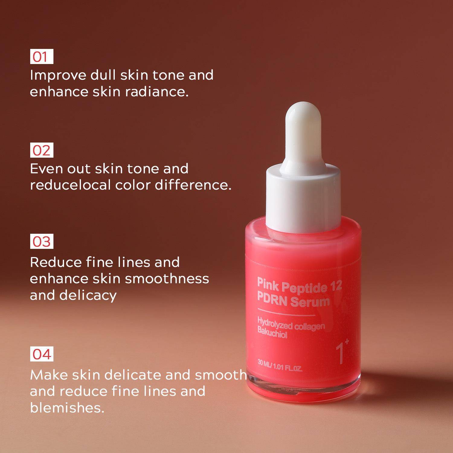 Rosa Peptid Kollagen Serum för Slät Hud white