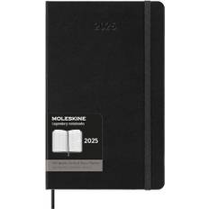 Moleskin Weekly Planner, Vertikaler Pro 12 Monate 2025 Wochenplaner, Fester Einband und Elastischer Verschluss, Farbe Schwarz, Großes Format 13x21 cm