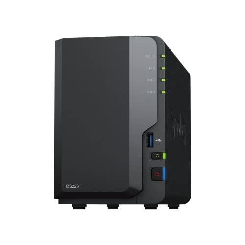 Synology DS223 NAS 2-bay-diskstation (Realtek RTD1619B fyrkärnig 2 GB ram, 1 x RJ-45 1 GbE LAN-port) 8 TB paket med 2 x 4 TB Seagate IronWolf NAS HDDs