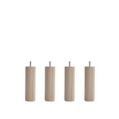DUX - DUX SC sängben rund läder oatmeal 12 cm 4-pack - Sängben - Beige - Trä