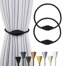 2 st magnetiska gardinfästen - Moderna handgjorda gardinhållare, lämpliga för gardinfäste i sovrum, vardagsrum och heminredning, rumsinredning - Multifärgad (Vit,grå,svart,Beige,Kaki)