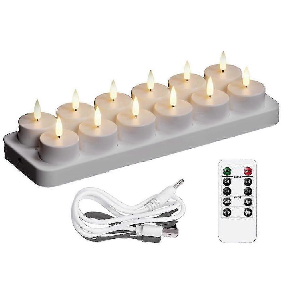 12-pak genopladelige LED-fyrfadslys med langtidsholdbare lys_yyc