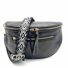 Women's Casual Waist Bag, Retro PU Fanny Pack, Outdoor Multi-Pocket Travel Chest Pack - Black - one-size