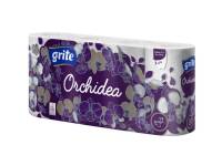 (ComputerSalg) Toalettpapper, Grite Orchidea White, 3-lagers, 17,4 m x 9,6 cm, vitt, nyfiber - (7 förpackningar x 8 rullar)