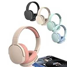 LiLiLiTok Bluetooth-hörlurar över örat, trådlösa hörlurar med mikrofon och ljudkabel, hopfällbara hörlurar brusreducerande trådlöst headset för telefoner/iPad/bärbara datorer/PC (rosa)