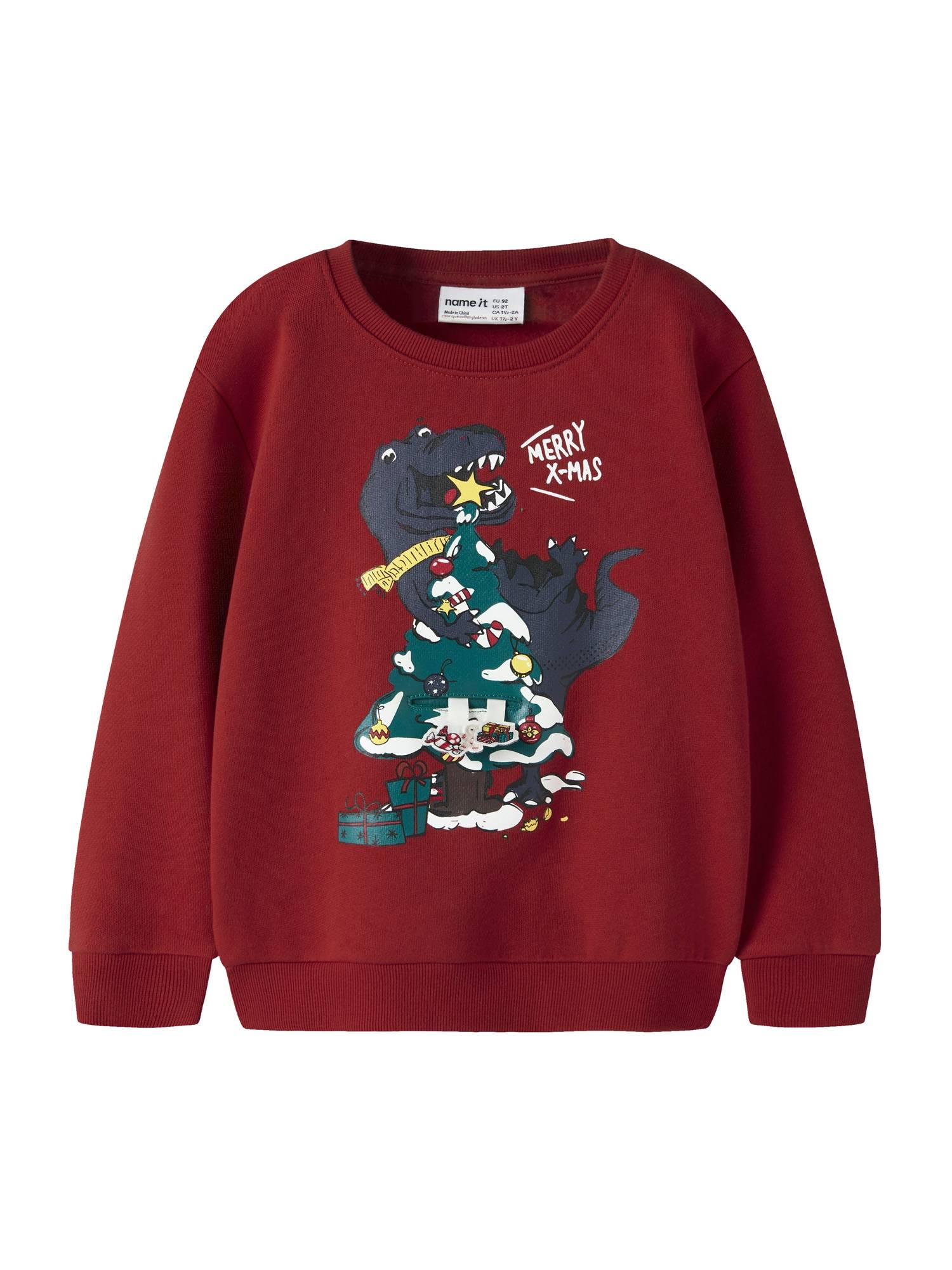 NAME IT Sweatshirt 'NMMRANE'  mørkegrøn / mørkelilla / merlot / hvid