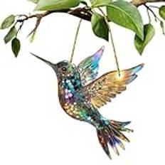 Vibrant Hummingbird Sun Catcher Ornament | Acrylic Colorful Hummingbird Window Decoration | Cute Bird Shaped Sun Catcher | Beautiful Hangable Window Accent For Natural Light Garden Décor