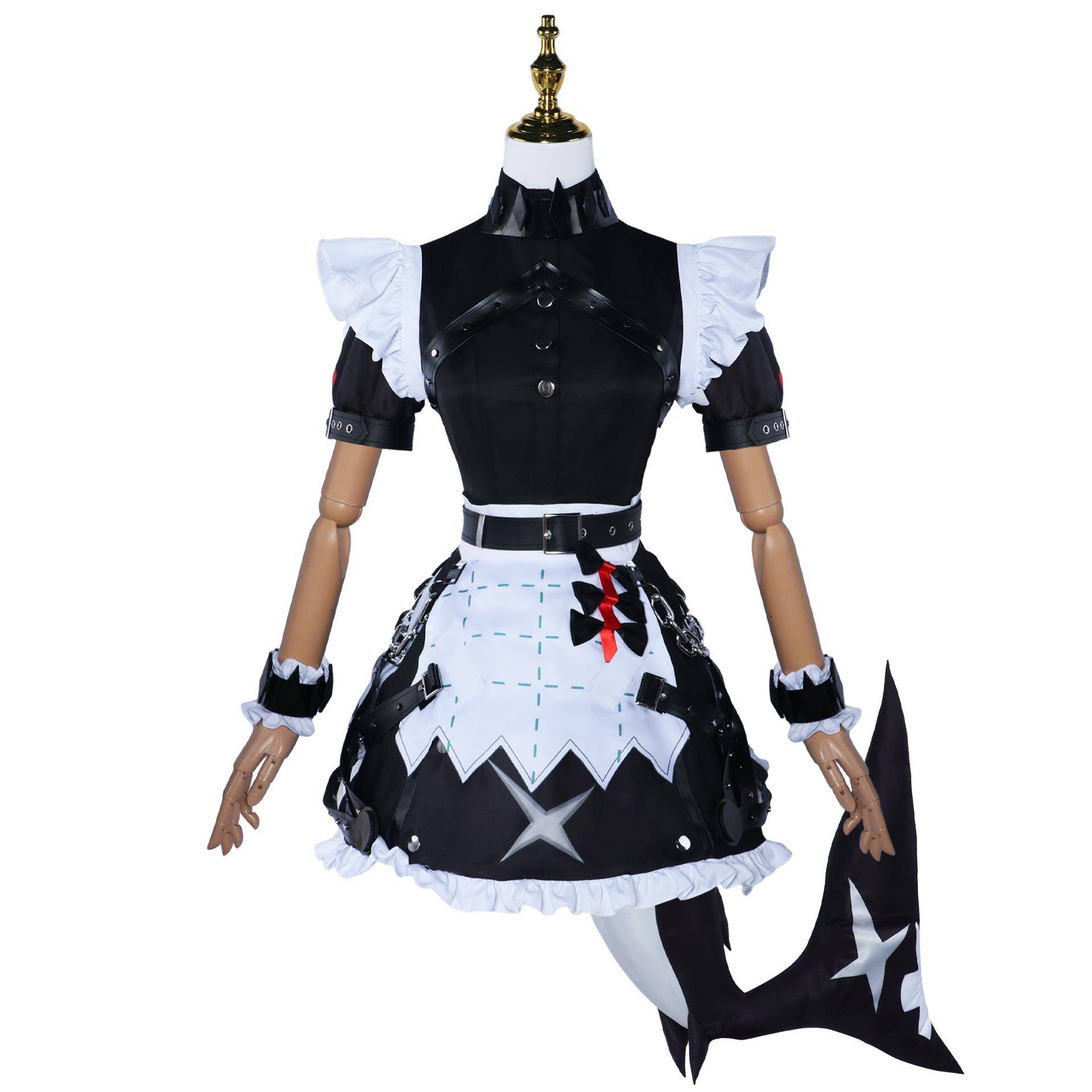 Ellen Joe Cosplay Kostym Spel Zenless Zone Zero Cosplay Peruk Victoria Städning Kvinnor Söt Städserviceklänning Ellen Joe Cosplay Svans cm