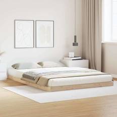 vidaXL Gulv seng ramme Naturfarvet 140 x 210 cm Massivt fyrretræ