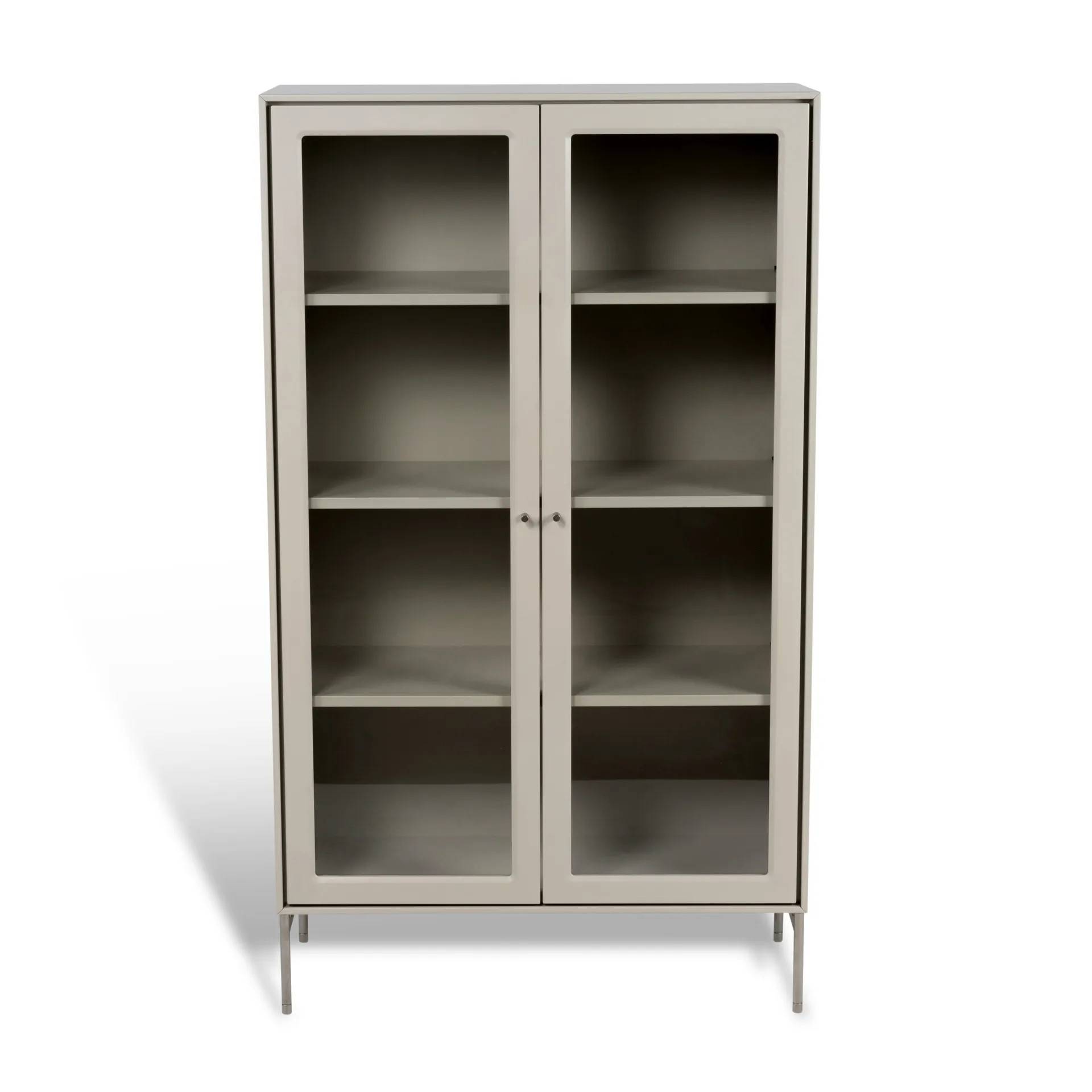 Mavis Volt vitrinskåp 130 cm beige Detaljer i rostfritt stål