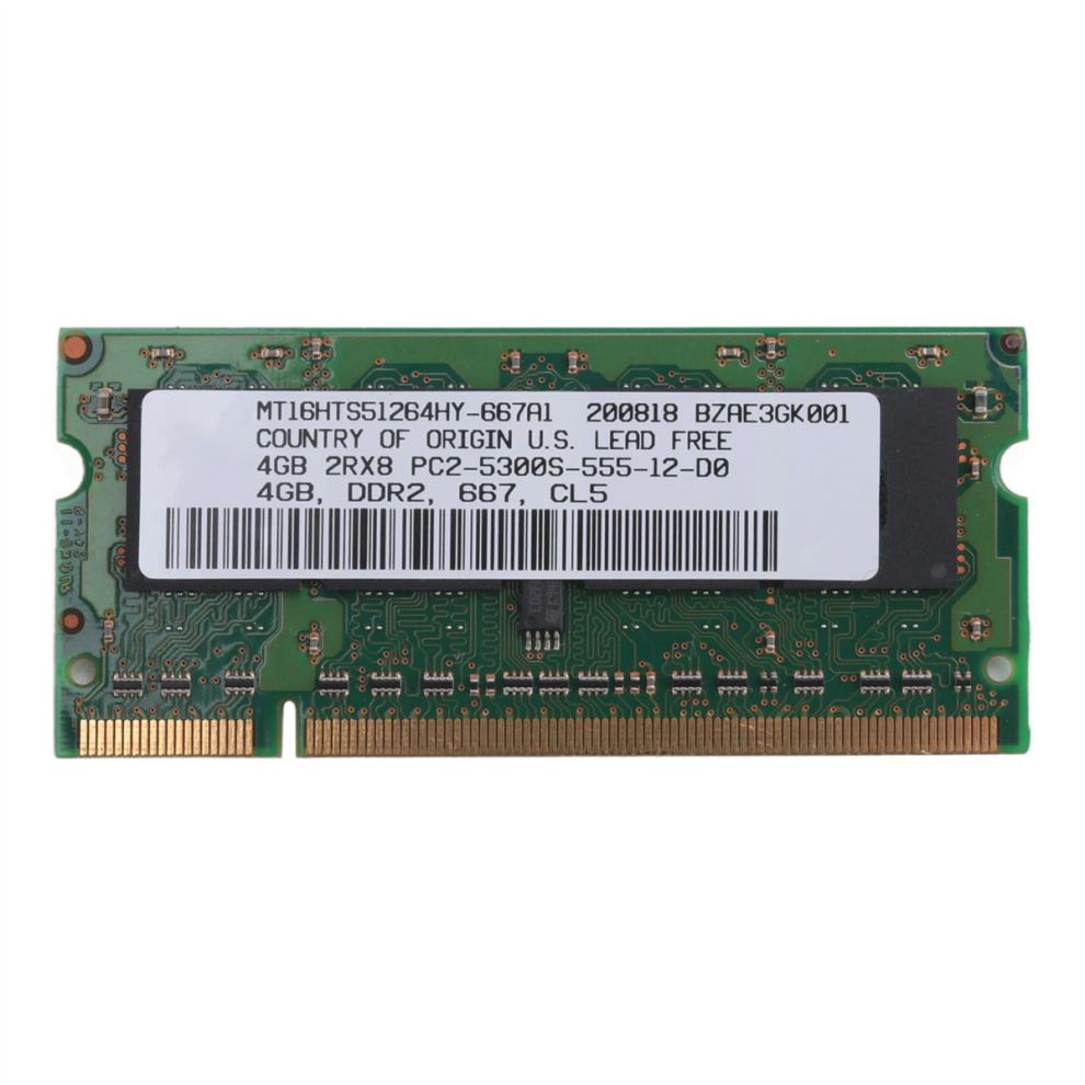 DDR2 4GB Laptop RAM-hukommelse 667Mhz PC2 5300 SODIMM 1.8V 200-bens til indgang