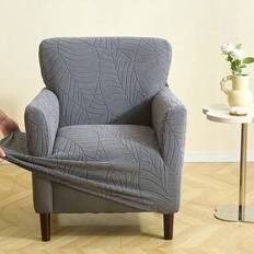 1PC Stretch Jacquard Armchair Cover Solid Color Club Chair Seat Slipcovers Home Decor Single Sofa Protector Cover For Living Room - Dark Grey - Single Seat