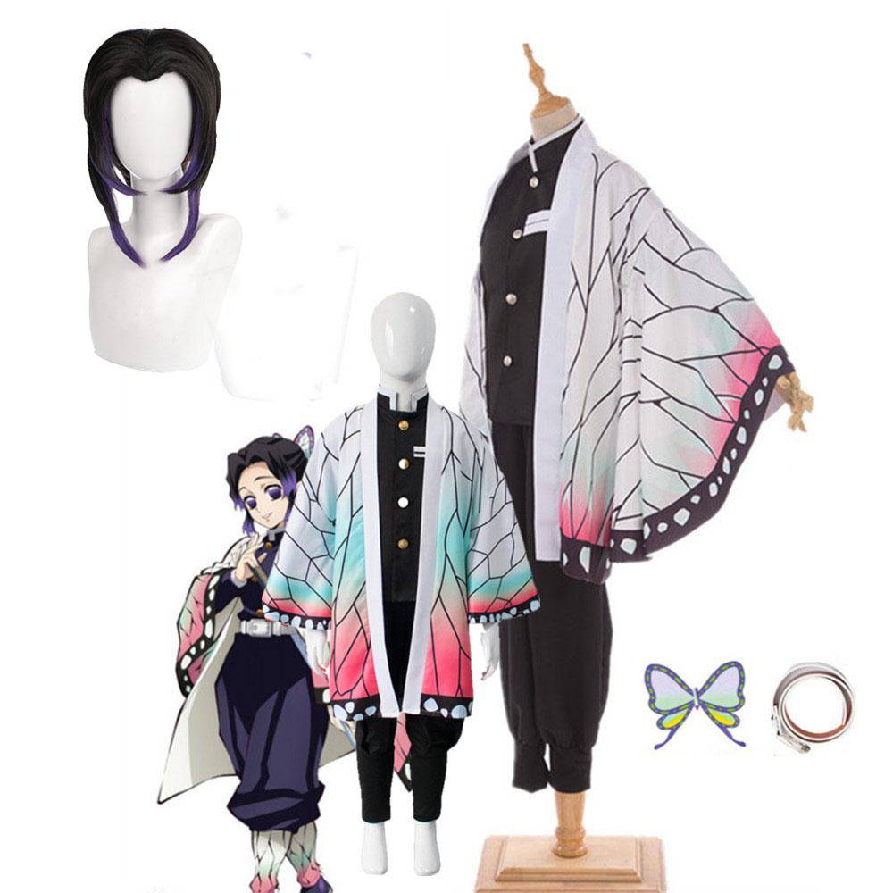 Vuxna barn Anime Demon Slayer Kimetsu No Yaiba Kochou Shinobu Cosplay Kostym Kimono Halloween Kläder cm