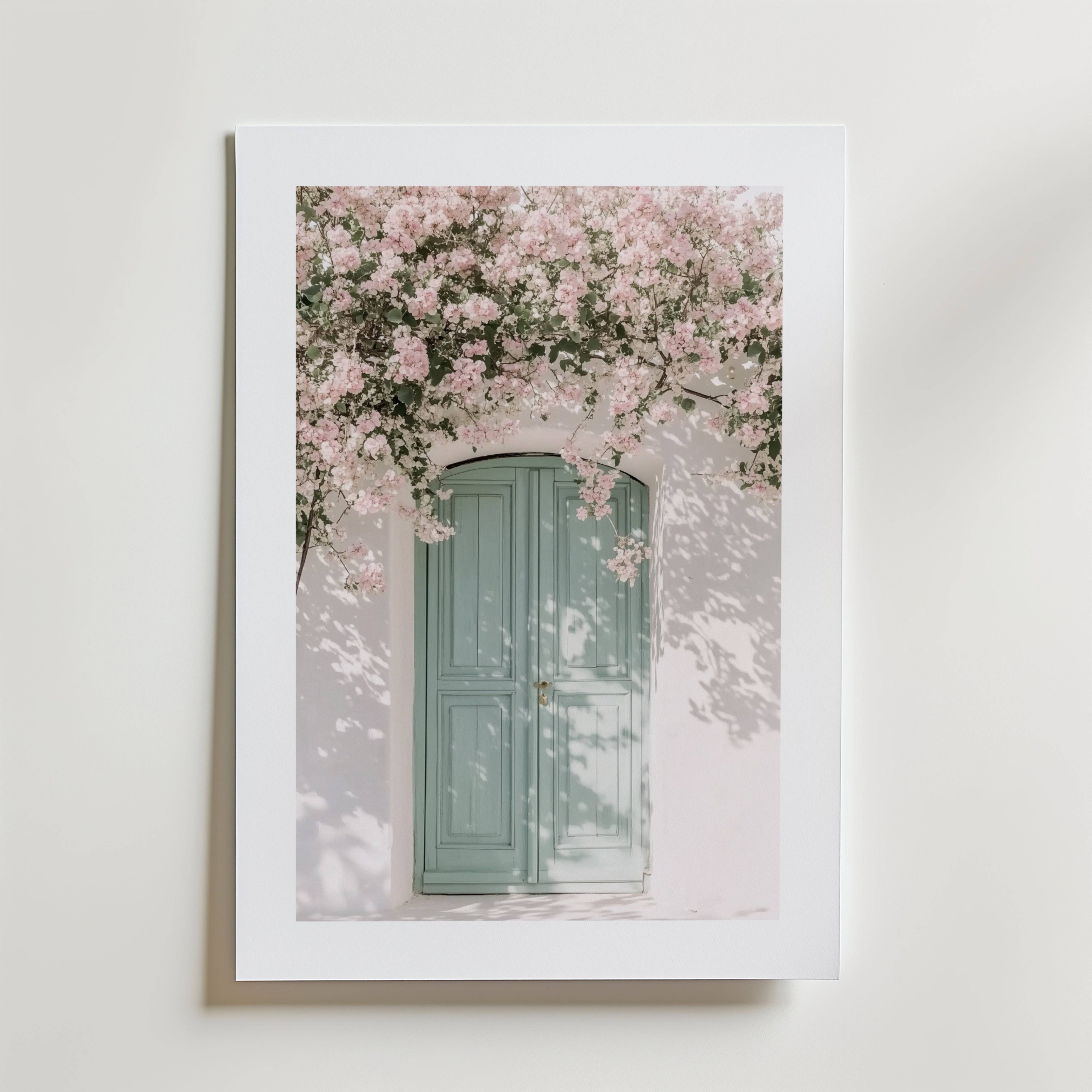 Blossom & Mint Poster - Premium Canvas 40x50 cm Med passepartout