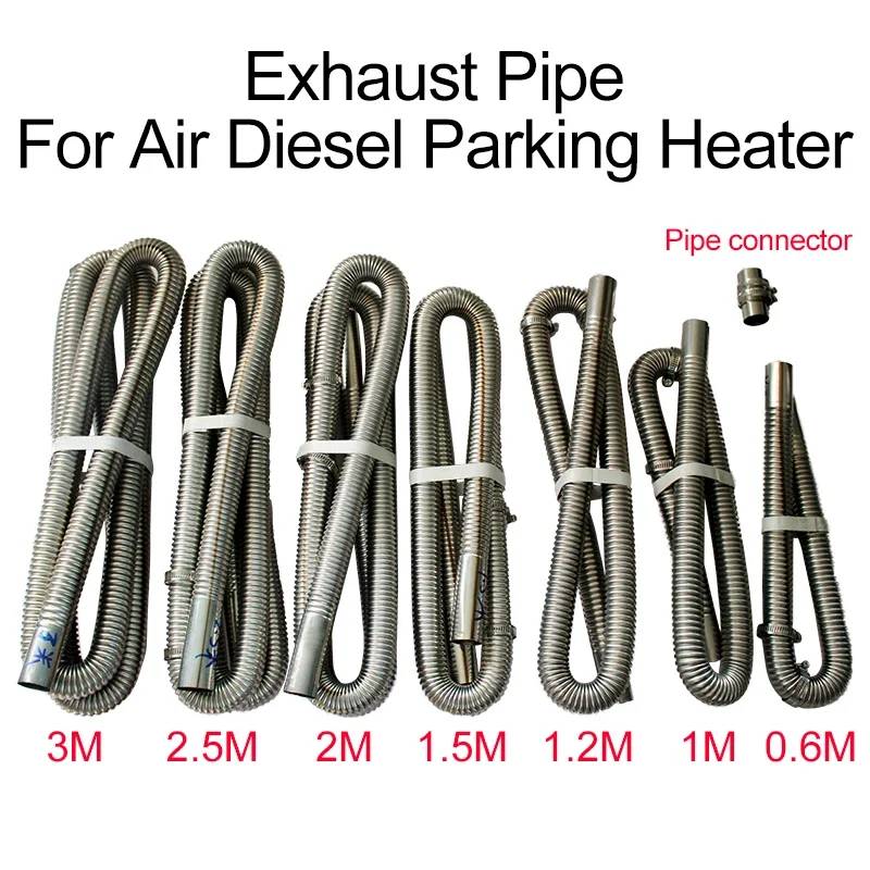 Air Diesel Parking Heater Stainless Steel Exhaust Pipe Tube Gas Vent Hose 60cm 100cm 120cm 150cm 200cm 250cm 300cm For Car Etc
