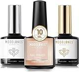 Modelones Topp och Baslack Nail Primer 10ml x 3 Gellack UV LED Nagellack, Gel Nail Polish Underlack & Överlack Set för Nagelkonst Nagel Kit