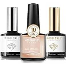 Modelones Topp och Baslack Nail Primer 10ml x 3 Gellack UV LED Nagellack, Gel Nail Polish Underlack & Överlack Set för Nagelkonst Nagel Kit