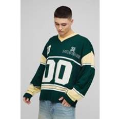 Oversize Stickad Hockeytröja I Varsitystil, Green