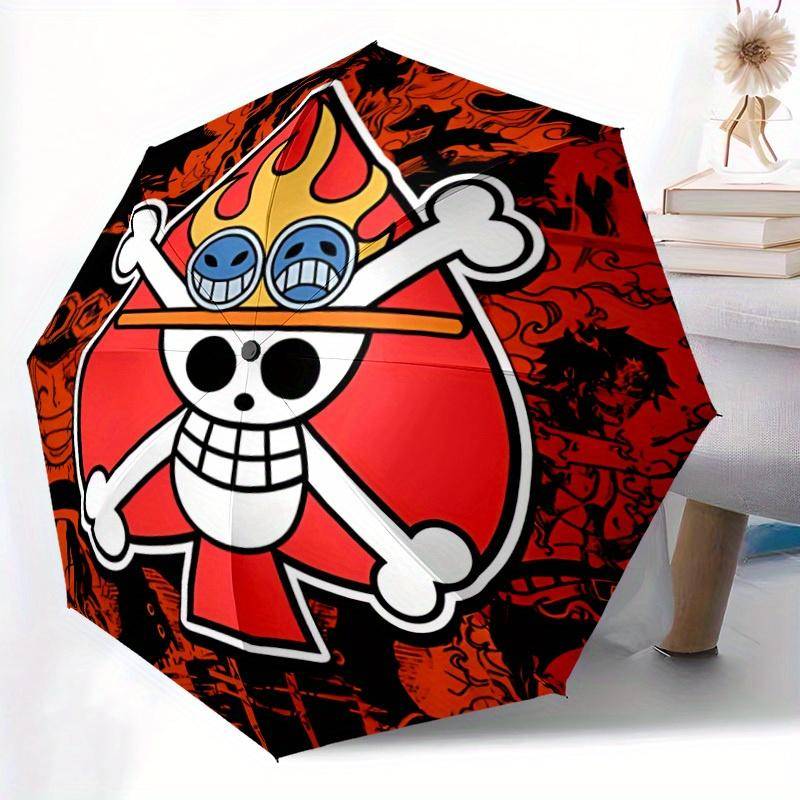 One Piece Logotyp Automatiskt Paraply med Fällfunktion - Reseparaply, Perfekt Gåva för Födelsedag, Jul a0827023 black