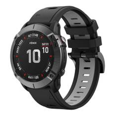 Garmin Fenix6X Pro/ Fenix7X / Fenix7X Solar / TACTIX 7/ 7 Pro osv. Silikonearmbånd, 26 mm - Sort, Grå