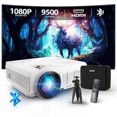 Staratlas Miniprojektor på 10 000 lumen, full HD, stöder 1080p, bärbar videoprojektor med 50 % zoom, hemmabio, projektor för mobiltelefon, surfplatta/laptop/PC/TV-box, HDMI, USB, AV