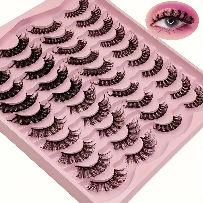 20 Pairs Of Cat Eye Fluffy False Eyelashes Black False Eyelashes Exaggerated Thick Eyelashes, Fluffy And Vivid Eye Makeup
