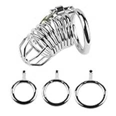 Chastity Cage Chastity Device - Ny uppgradering vertikal osynlig låsdesign (3 ringar)