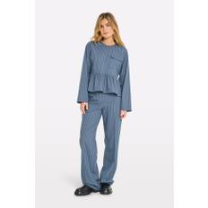 Envii Ensmith Pants ST 7135 Kvinde Blue-navy Stripe Wide Jeans Str 38 - hos Magasin