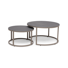 Hillerstorp lounge indskuds haveborde i aluminium og glas - Beige/Grå