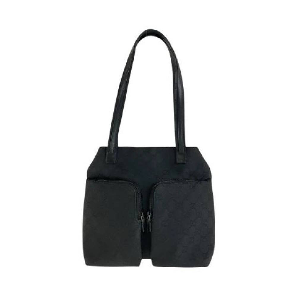 Gucci Vintage Pre-owned Sort GG Canvas Læder Tote Taske - Vintage - Dame - Sort - ONE SIZE - Læder