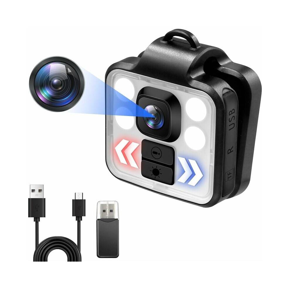 Spionkamera, Full HD 1080p overvågningskameraer med 4 justerbare LED'er, Mini diskret spionkamera til cykling, sikkerhedsvagt, hjemme-/sport