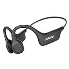 LOBKIN Benljudhörlurar, öppna öronhörlurar, trådlösa Bluetooth-benljud, benkonduktion-hörlurar för fitness, körning, löpning (grå)