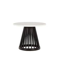 Tom Dixon - Fan Small Black Side Table, Rund toppskiva i marmor Ø60 - Vit - Små borde og sideborde - Hvid - Træ/Sten