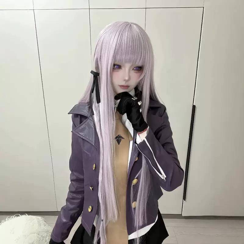 Danganronpa Kirigiri Kyouko Cosplay Costume, Leather Suit Anime Stage Performance Outfit cm